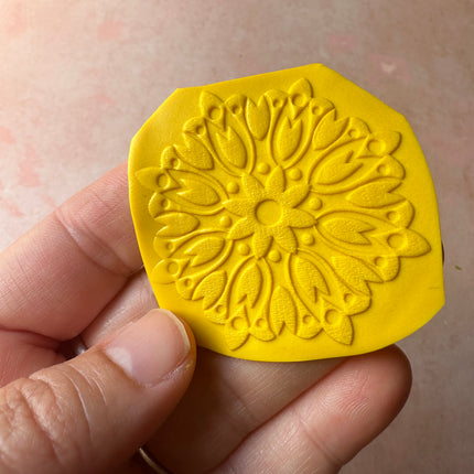 Tulip Mandala rubber stamp deco element small stamps for polymer clay and crafts - Create Along 