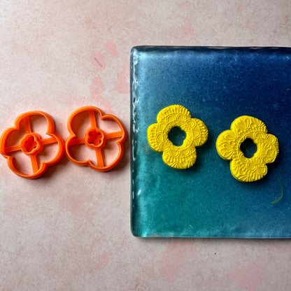 Marsha mirrored flower earring dangle donut polymer clay cutter set - Create Along 