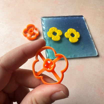 Marsha mirrored flower earring dangle donut polymer clay cutter set - Create Along 