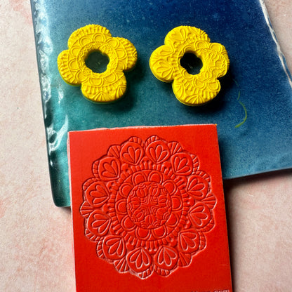 Marsha mirrored flower earring dangle donut polymer clay cutter set - Create Along 