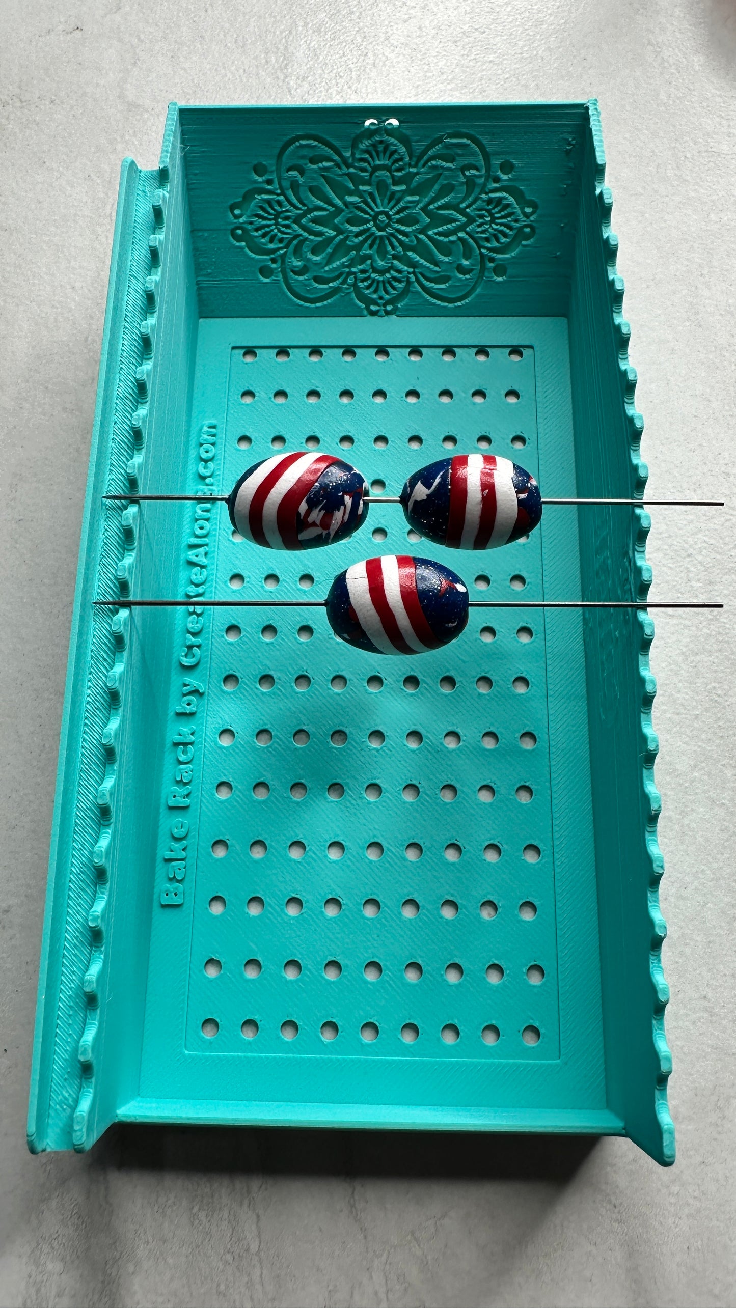 Bead Baking and Drying Rack small, includes 20 bead pins in protective case