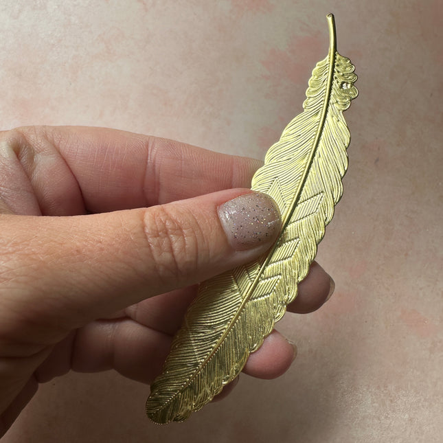 Feather Deco embossed metal bookmark - Create Along 