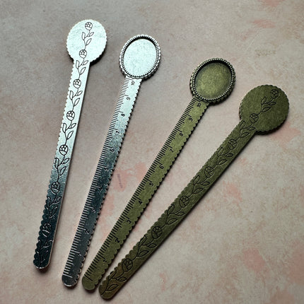 Metal bookmark with cabochon inset and ruler - Create Along 