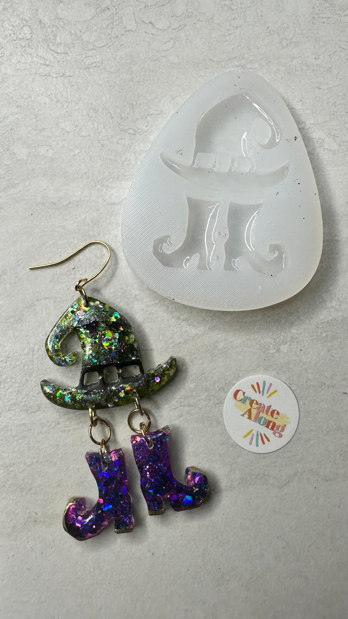 Witch Hat and Cute Shoes silicone mold for UV resin, liquid mediums, polymer clay charms Halloween