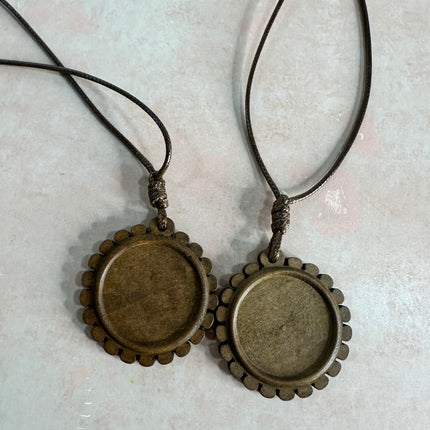 Wood Pendant Cabochon Base Blank with scalloped edge - Create Along 