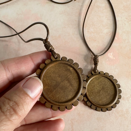 Wood Pendant Cabochon Base Blank with scalloped edge - Create Along 