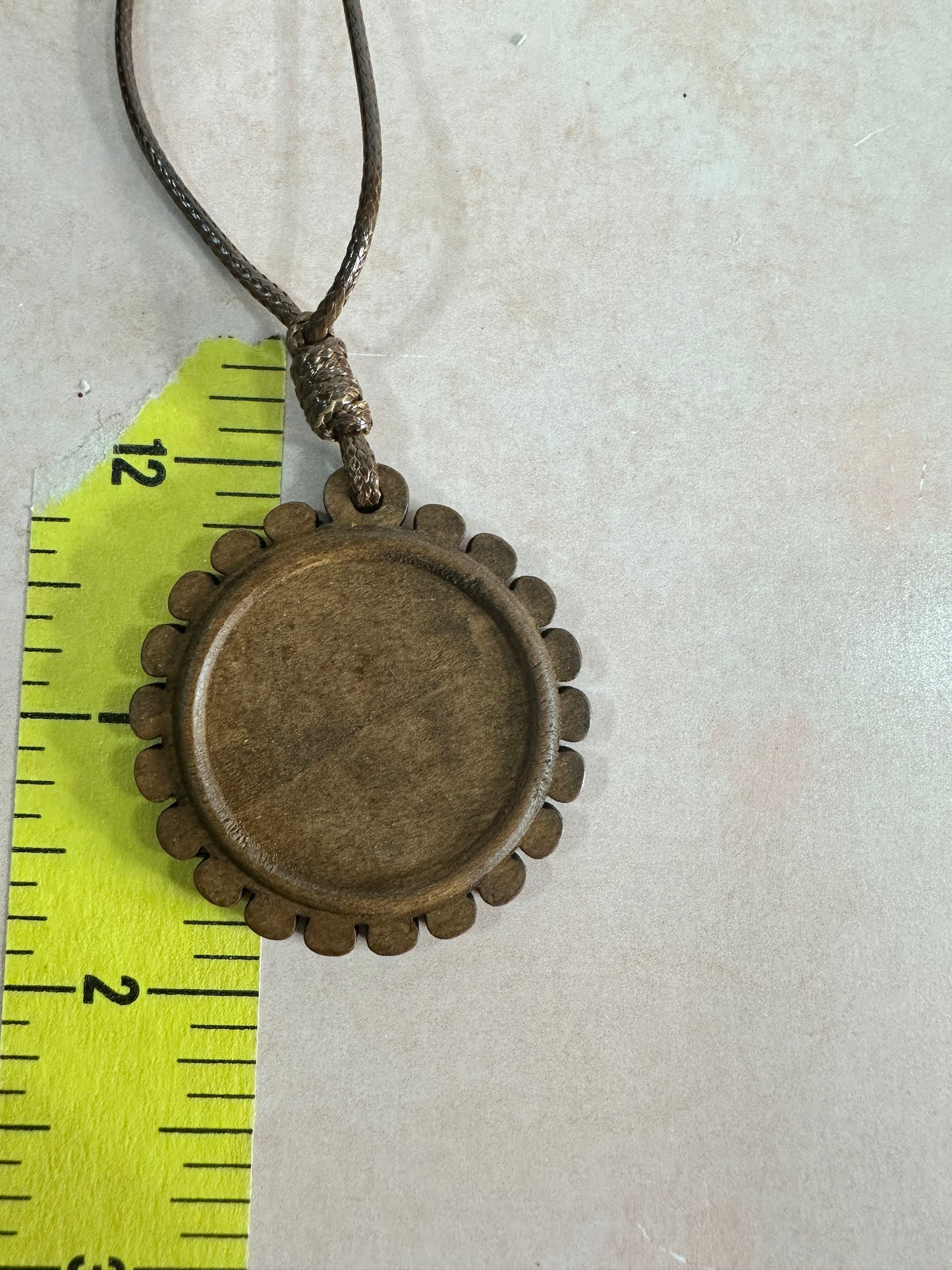 Wood Pendant Cabochon Base Blank with scalloped edge