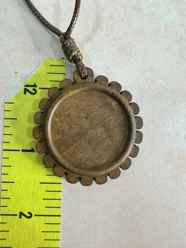 Wood Pendant Cabochon Base Blank with scalloped edge - Create Along 