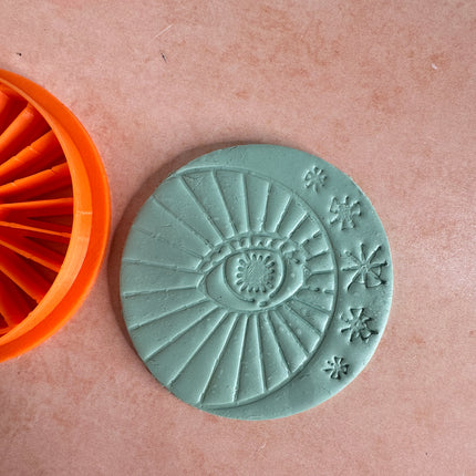 Starlit Mystical Eye with Moon & Stars Clay Cutter – 2" Round - Create Along 