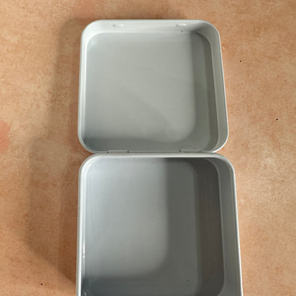 White flip top tin square coverable polymer clay art - Create Along 