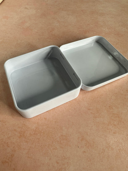 White flip top tin square coverable polymer clay art - Create Along 