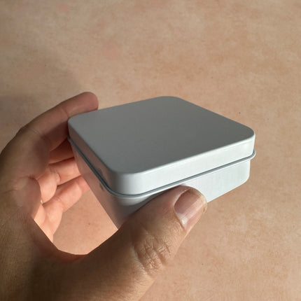 White flip top tin square coverable polymer clay art - Create Along 