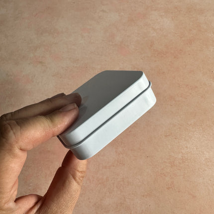 White flip top tin square coverable polymer clay art - Create Along 