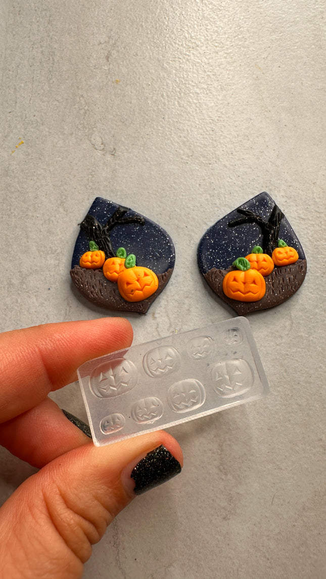 Mini Tiny Pumpkin Jackolantern molds for clay and UV resin - Create Along 