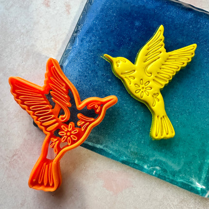 Decorative Hummingbird imprint polymer clay cutter - Create Along 