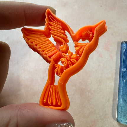 Decorative Hummingbird imprint polymer clay cutter - Create Along 