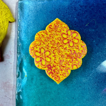 Rubber Stamp polymer clay texture Spring Blooms floral - Create Along 