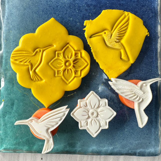 Happy Hummingbirds Texture Tips mini stamps for polymer clay - Create Along 