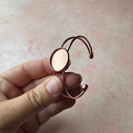 Metal Cuff Cabochon Bracelet Blank Rose Gold - Create Along 