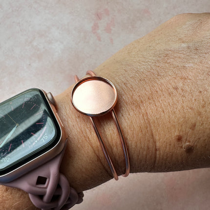 Metal Cuff Cabochon Bracelet Blank Rose Gold - Create Along 