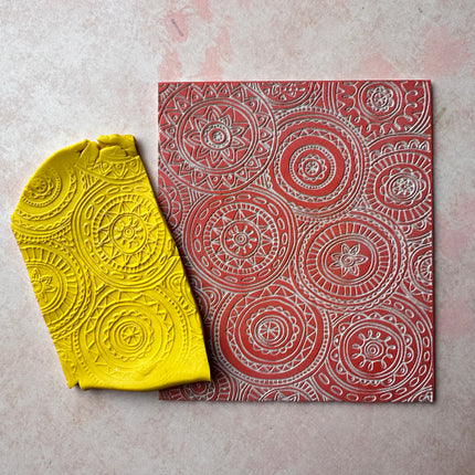 Mandala Magic Polymer Clay Texture Rubber Stamp Gelli plate paper printing - Create Along 