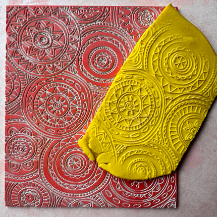 Mandala Magic Polymer Clay Texture Rubber Stamp Gelli plate paper printing - Create Along 