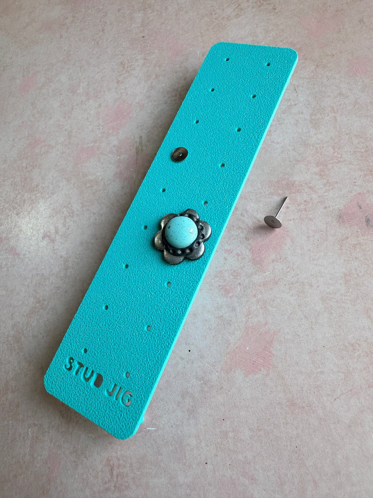 Stud earring assembly and baking jig tool support baking polymer clay tool