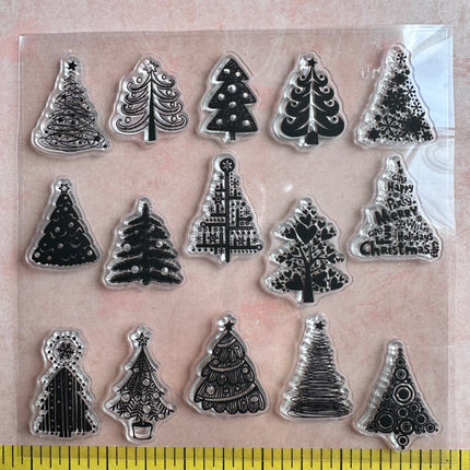 Tiny Trees clear polymer clay Christmas stamp - Create Along 
