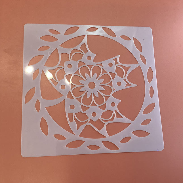 Mylar Maple Leaf Mandala stencil polymer clay trinket dish - Create Along 