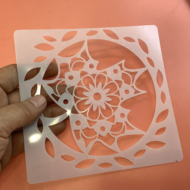 Mylar Maple Leaf Mandala stencil polymer clay trinket dish - Create Along 