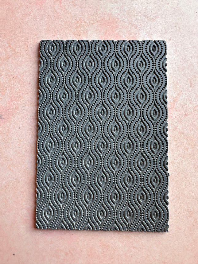Dotted Ovals polymer clay texture sheet rubber stamp - Create Along 