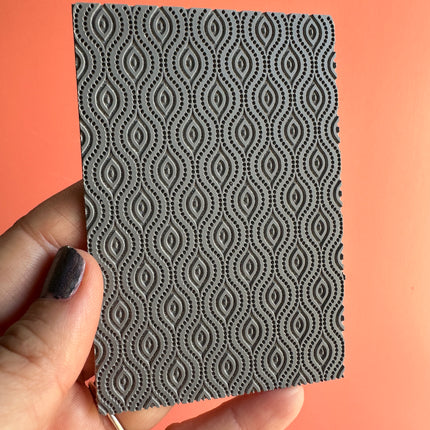 Dotted Ovals polymer clay texture sheet rubber stamp - Create Along 