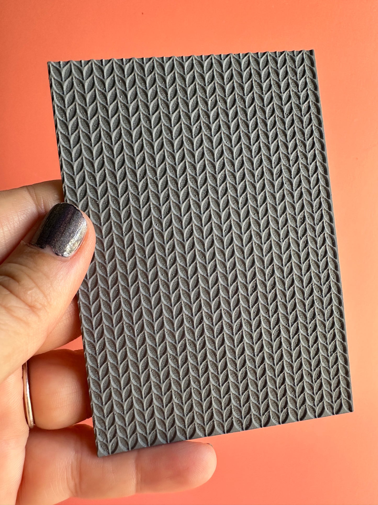 Chunky Knit pattern polymer clay texture sheet rubber stamp