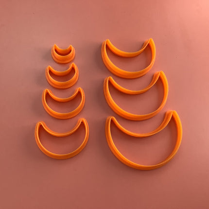 Soft Crescent Moon polymer clay cutter set of 7 - Create Along 