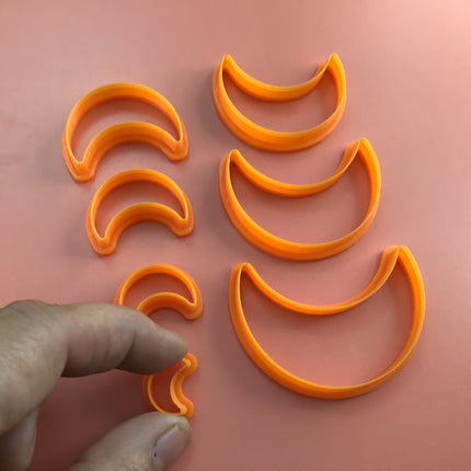 Soft Crescent Moon polymer clay cutter set of 7 - Create Along 