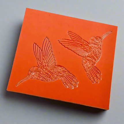 Polymer Clay Rubber deco stamp hummingbird mirrored pair - Create Along 