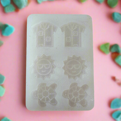 Beachy Keen Clay earring bead button UV resin stud mold Hawaiian shirt Sea Turtle - Create Along 