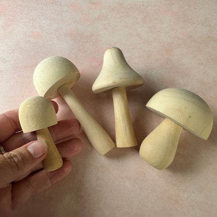 Set of Wood Mushrooms to cover Fairy door clay projects - Create Along 
