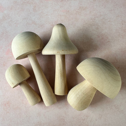 Set of Wood Mushrooms to cover Fairy door clay projects - Create Along 