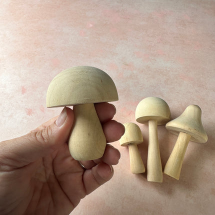 Set of Wood Mushrooms to cover Fairy door clay projects - Create Along 