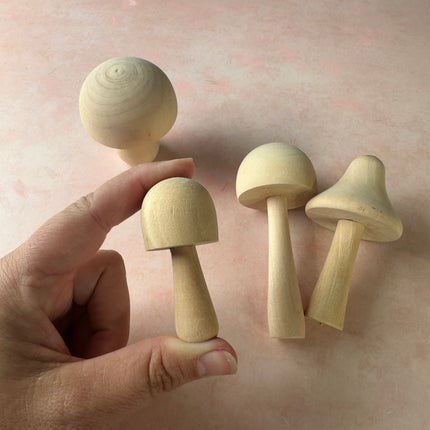 Set of Wood Mushrooms to cover Fairy door clay projects - Create Along 