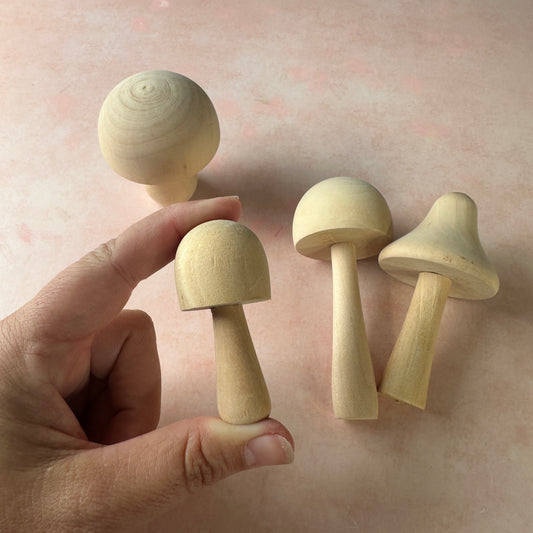 Set of Wood Mushrooms to cover Fairy door clay projects