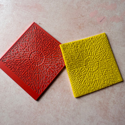 Radiations Mushroom Frills round pattern polymer clay rubber stamp - Create Along 
