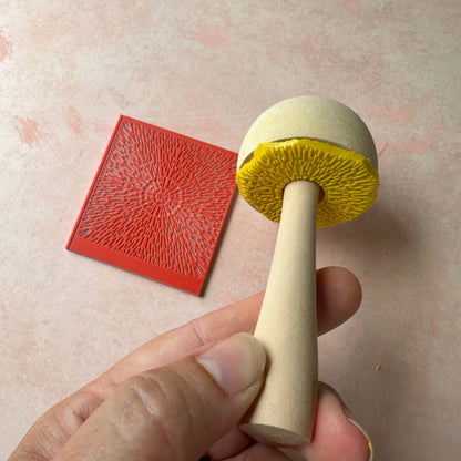 Radiations Mushroom Frills round pattern polymer clay rubber stamp - Create Along 