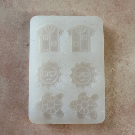 Beachy Keen Clay earring bead button UV resin stud mold Hawaiian shirt Sea Turtle - Create Along 