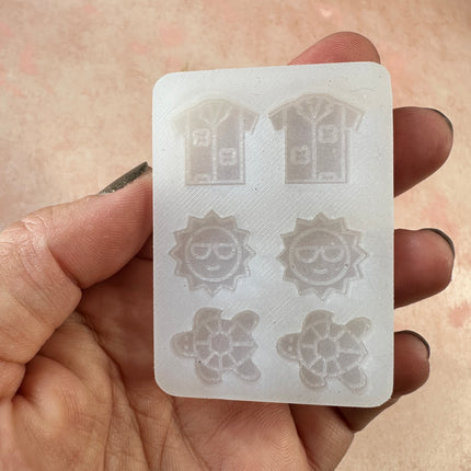 Beachy Keen Clay earring bead button UV resin stud mold Hawaiian shirt Sea Turtle - Create Along 