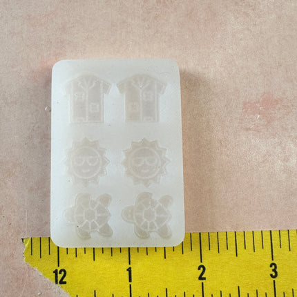Beachy Keen Clay earring bead button UV resin stud mold Hawaiian shirt Sea Turtle - Create Along 