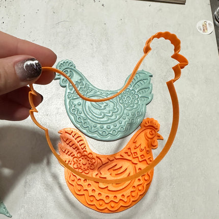 Funky Flower Chicken Large polymer clay cutter - Create Along 