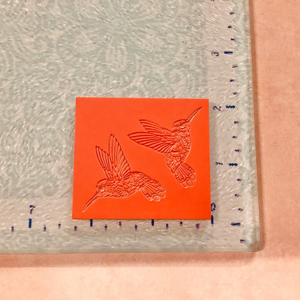 Polymer Clay Rubber deco stamp hummingbird mirrored pair - Create Along 