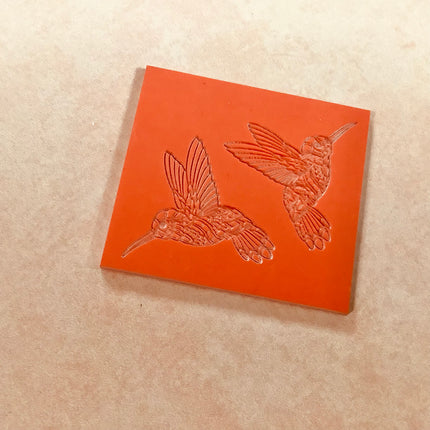 Polymer Clay Rubber deco stamp hummingbird mirrored pair - Create Along 